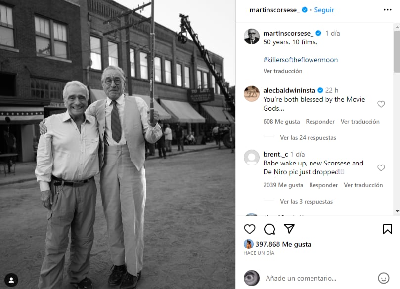 Martin Scorsese y Robert De Niro en el set de The Killers of the Flower Moon