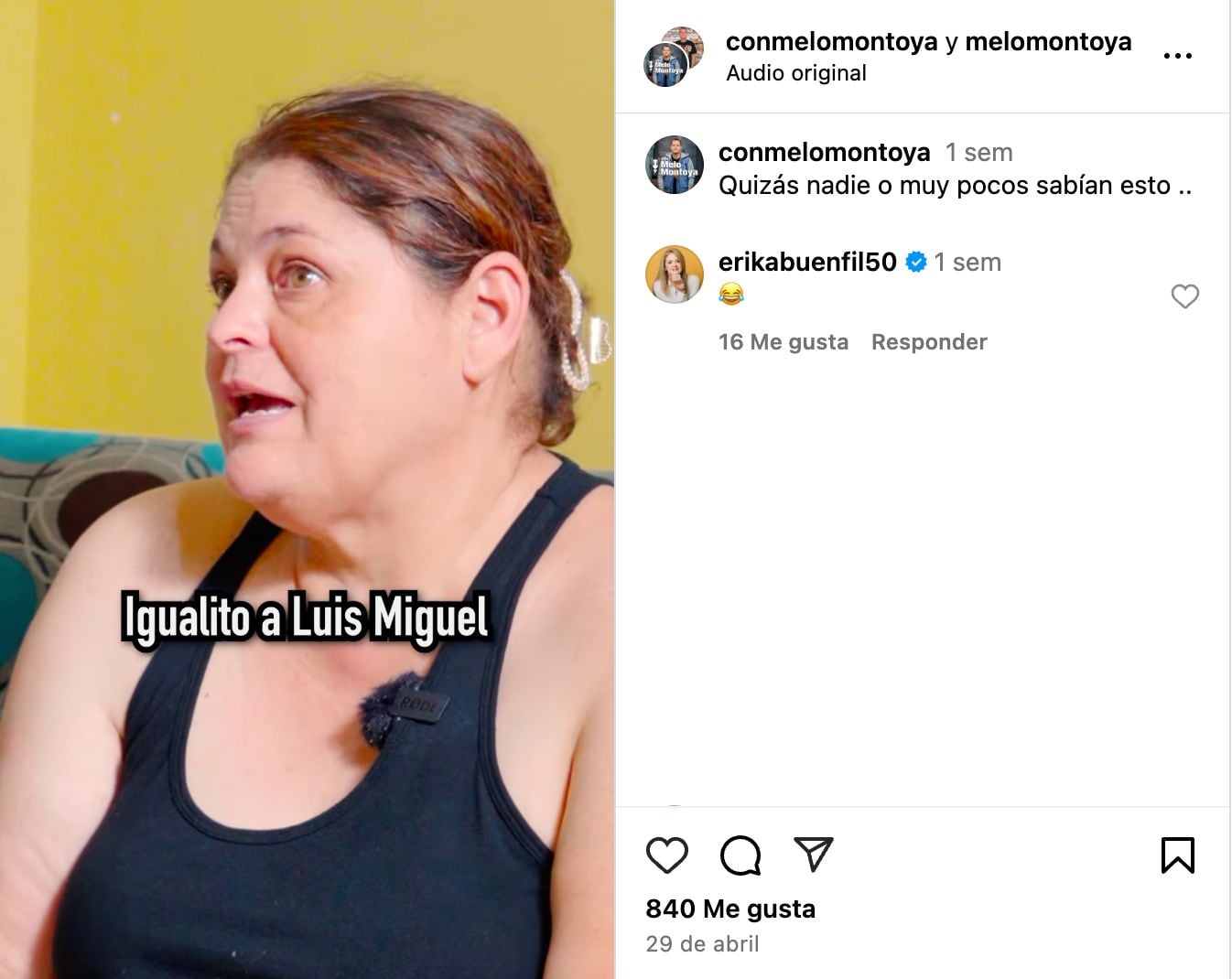 Erika Buenfil, comentario