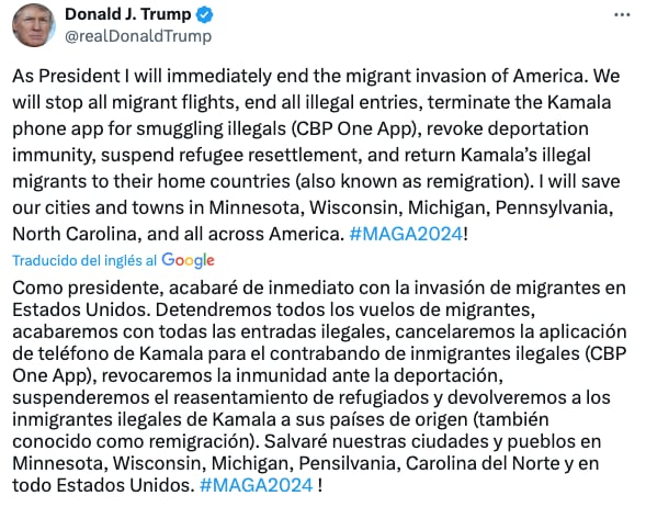 Tuit de Donald Trump