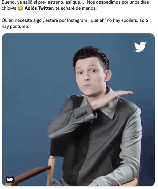 Memes de usuarios despidiéndose de Twitter para no ver spoilers de 'Spider-Man: No Way Home'