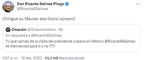 Ricardo Salinas Pliego ofende a Miguel Díaz-Canel