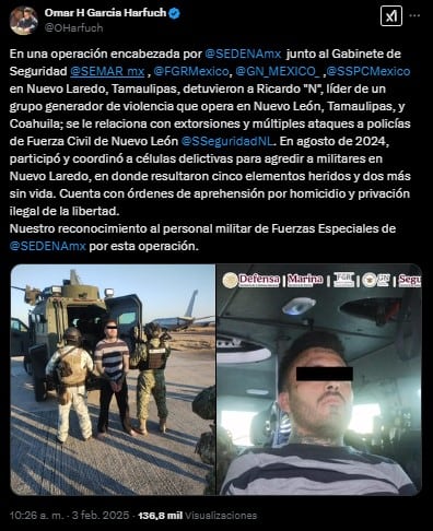 Omar García Harfuch sobre la detención de Ricardo González Sauceda, El Ricky.