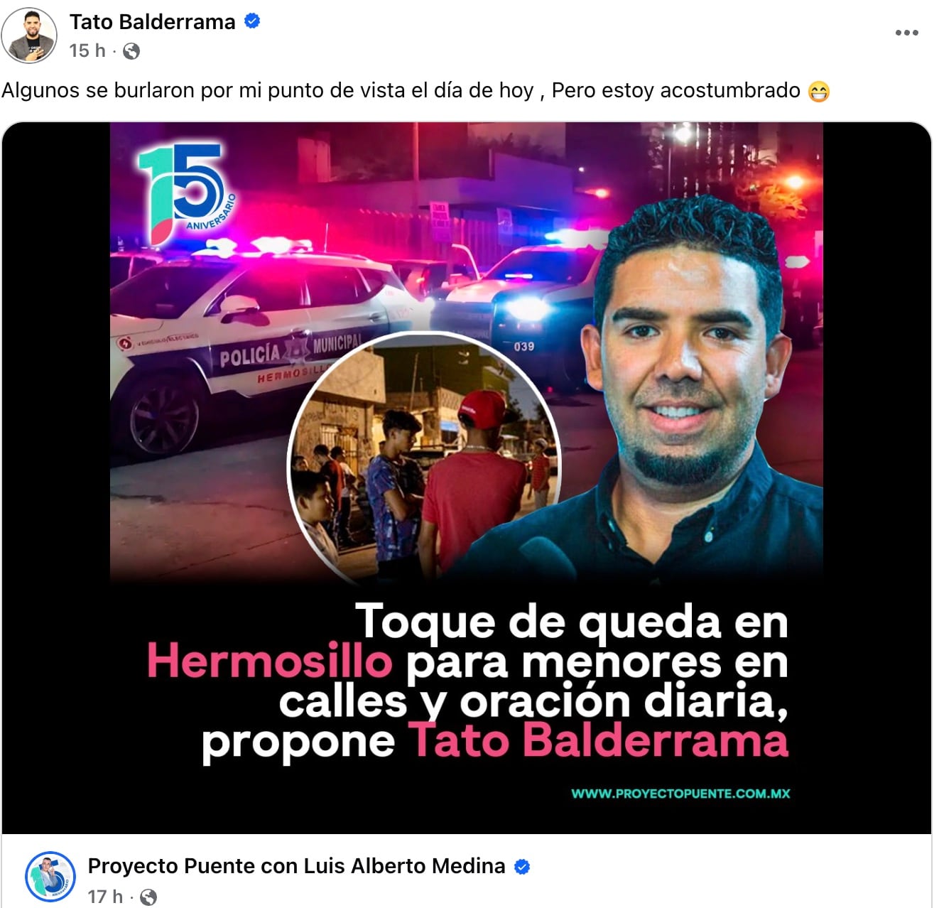 Tato Balderrama propone toque de queda en Hermosillo