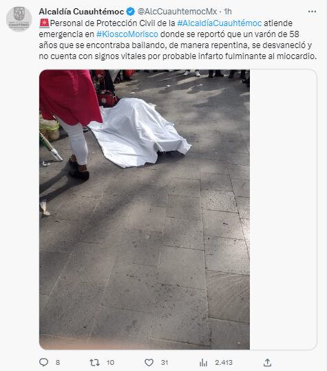 Hombre muere en Kiosco Morisco