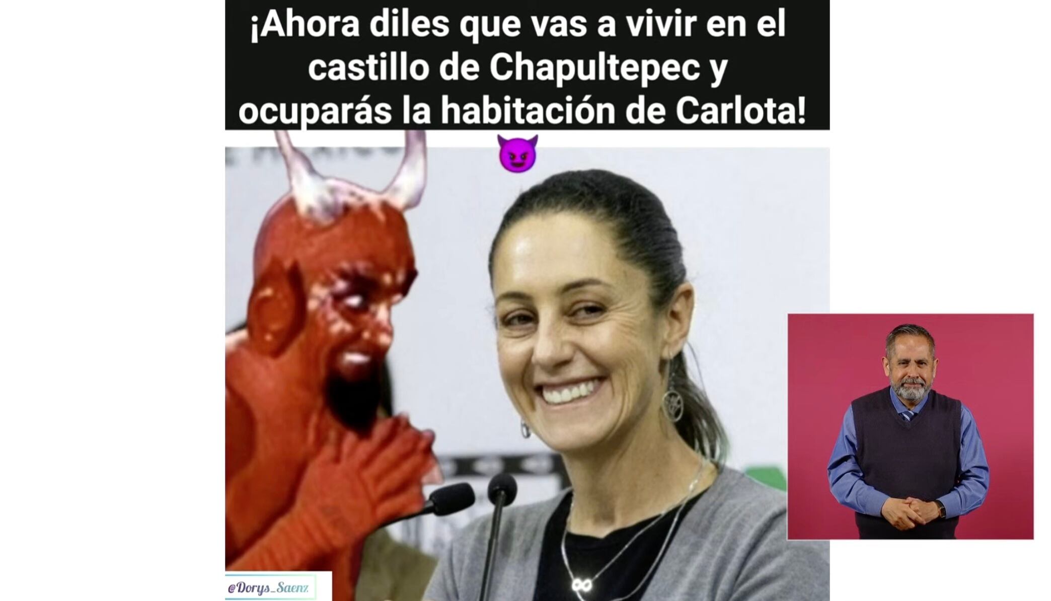 Meme de Claudia Sheinbaum en mañanera de AMLO