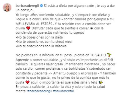 Bárbara de Regil sobre las dietas.