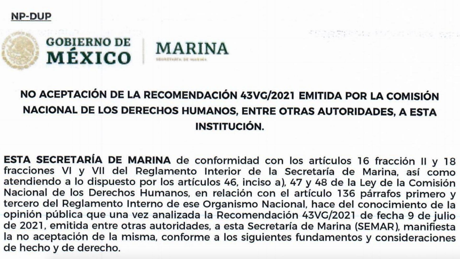 Comunicado de la CNDH