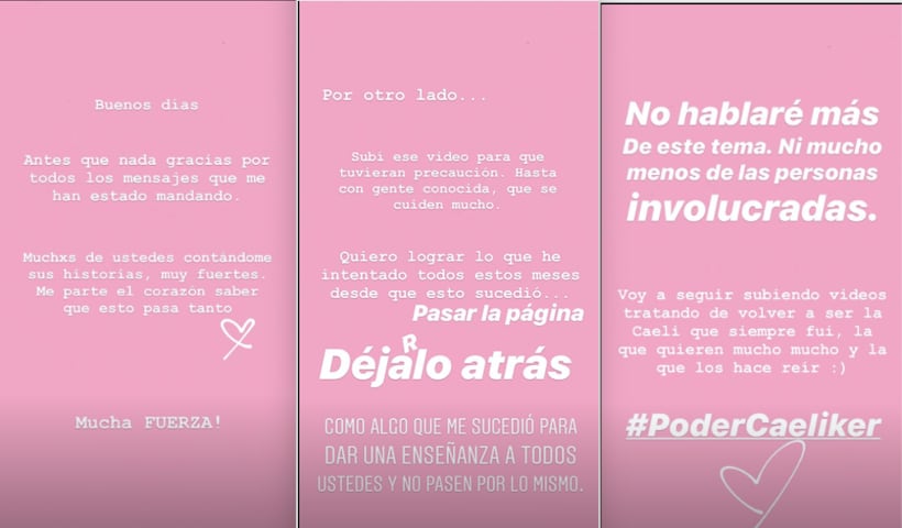 Caeli, historias de Instagram.
