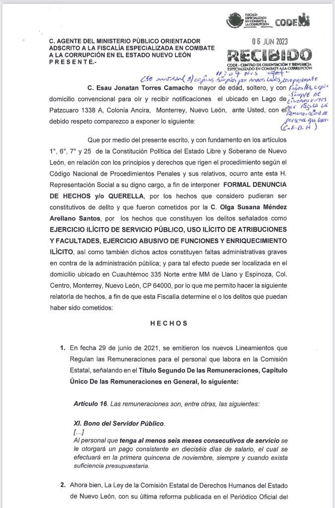 Olga Susana Mendez Arellano es denunciada por corrupción