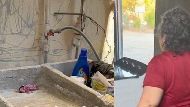 Le regala una lavadora a su mamá