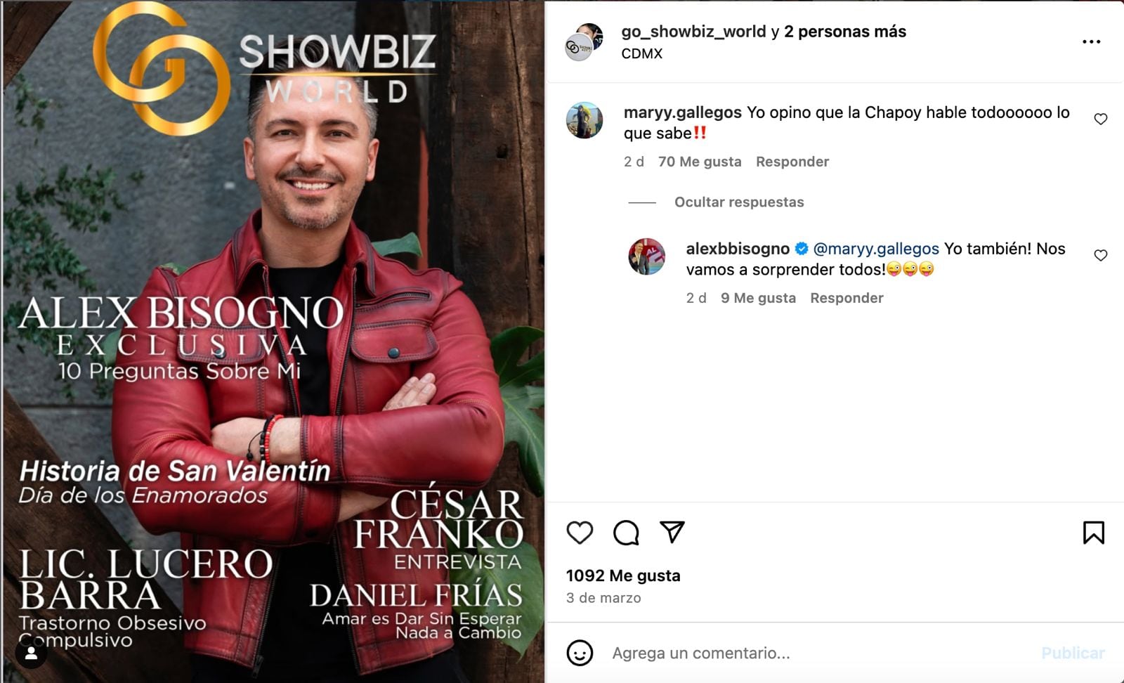 Alex Bisogno reta a Pati Chapoy