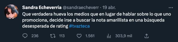 Sandra Echeverría en Twitter