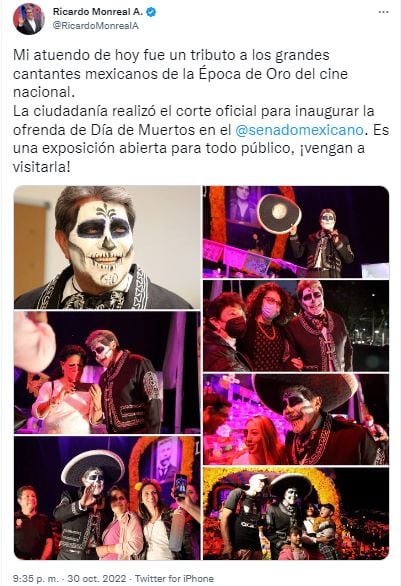 VIDEO: Ricardo Monreal hace el oso panda con su disfraz de Día de Muertos