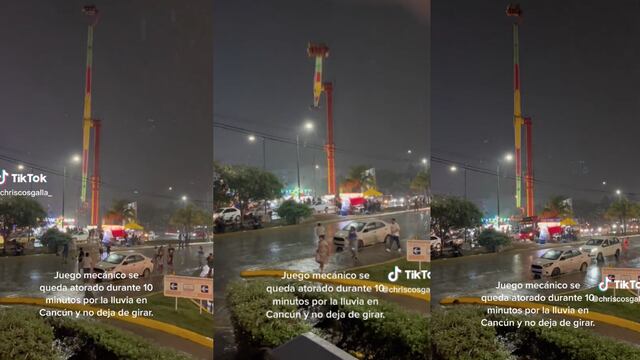 Juego mecánico en Cancún se queda atorado y no dejó de girar