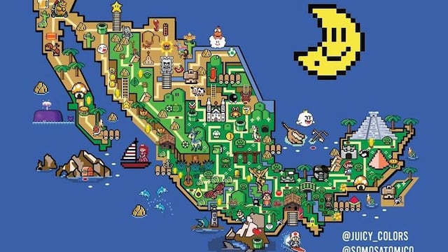 Artista onvierte mapa de México en el mundo de 'Super Mario World'