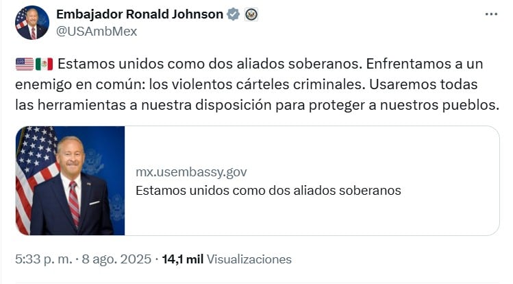 Ronald Johnson destacó cooperación con México