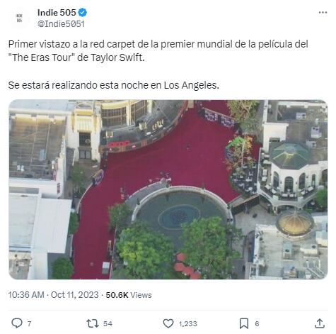 Alfombra roja de la premier mundial de The Eras Tour, la película de Taylor Swift