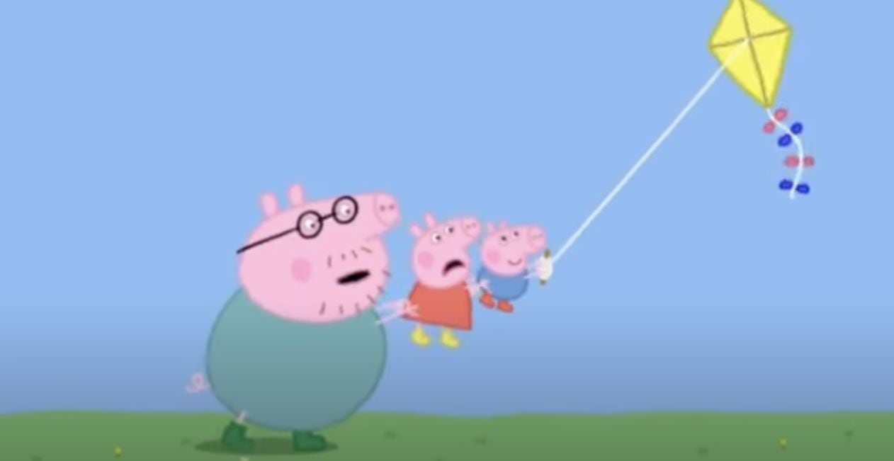 Peppa Pig y George vuelan cometas