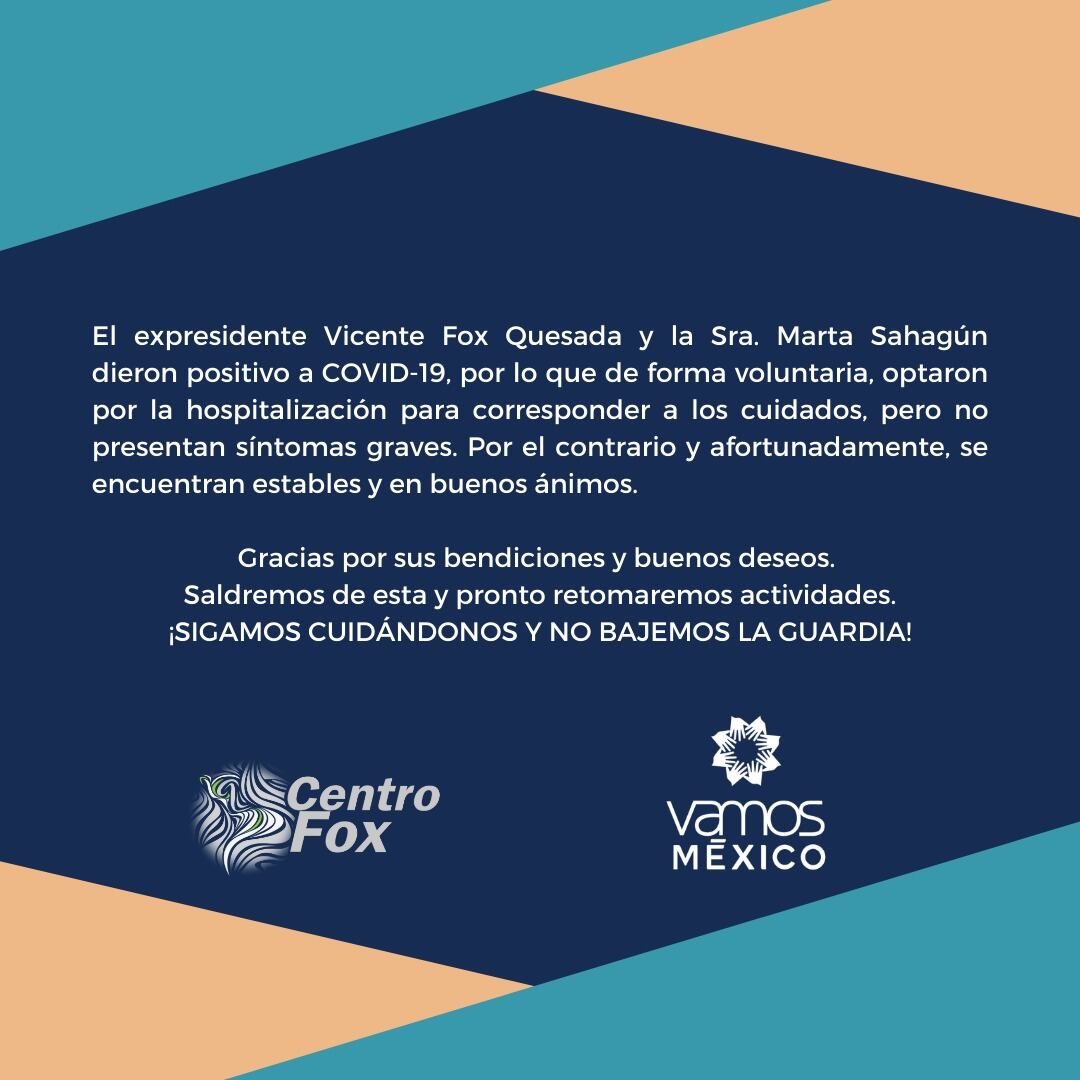 Comunicado sobre salud de Vicente Fox y Martha Sahagún