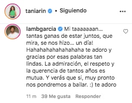Lambda García agradece palabras de Tania Rincón