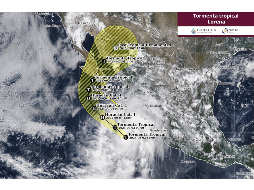 Tormenta tropical Lorena hoy martes 2 de septiembre 2025