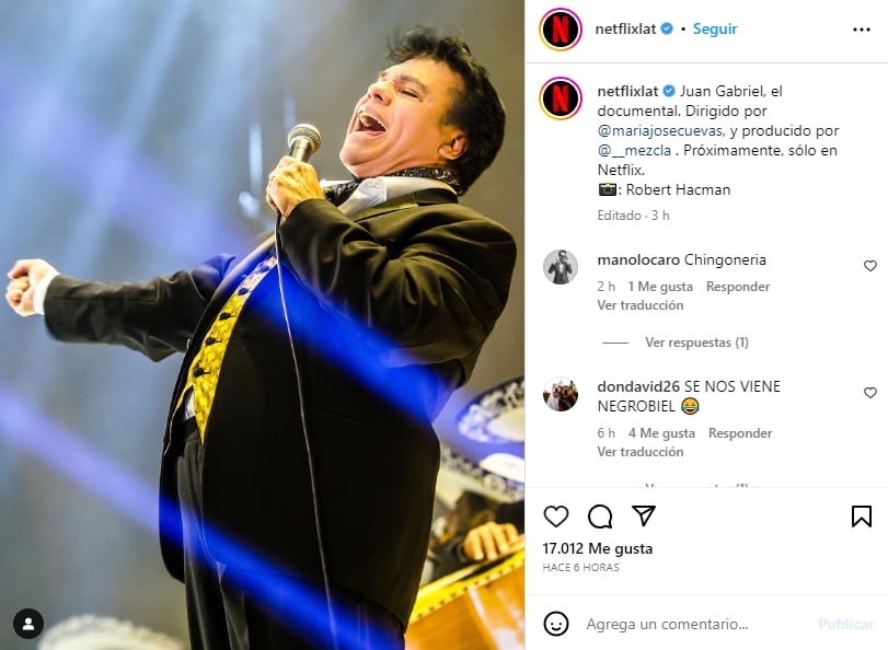 Netflix confirmando Juan Gabriel, el documental
