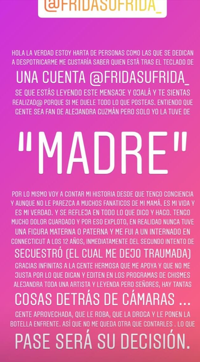 Mensaje de Frida Sofía
