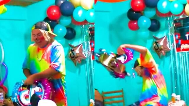 Payaso sufre tremenda caída