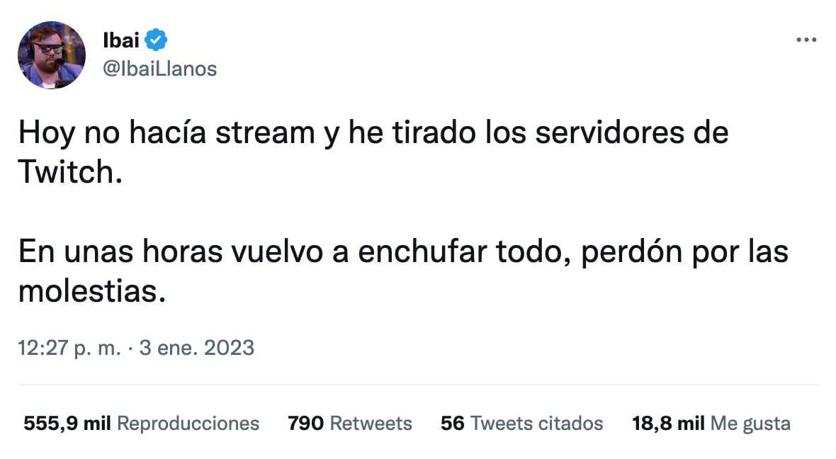 Ibai Llanos se burla de la caída de Twitch