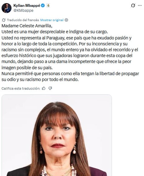Kylian Mbappé responde al racismo de Celeste Amarilla.
