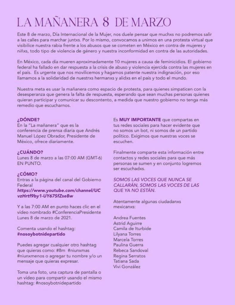 "La mañanera del 8 de marzo"