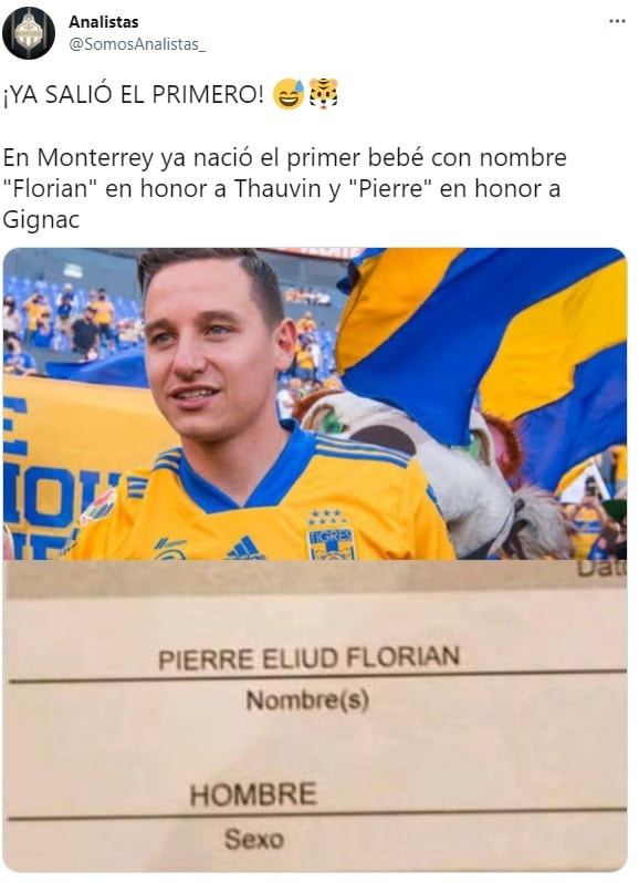 El primer niño llamado Florian en honor a Thauvin