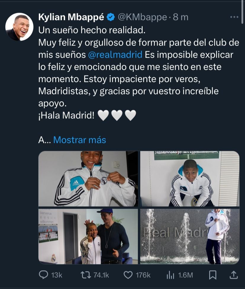Mensaje de Mbappé sobre su fichaje con Real Madrid.
