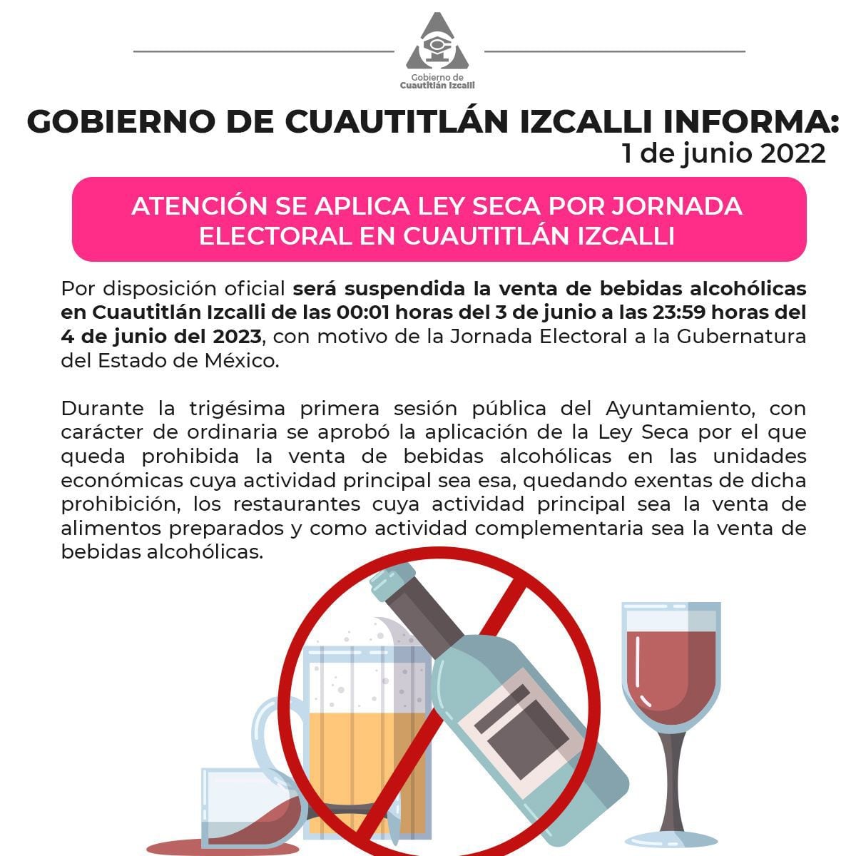 Ley Seca en Cuautitlán Izcalli