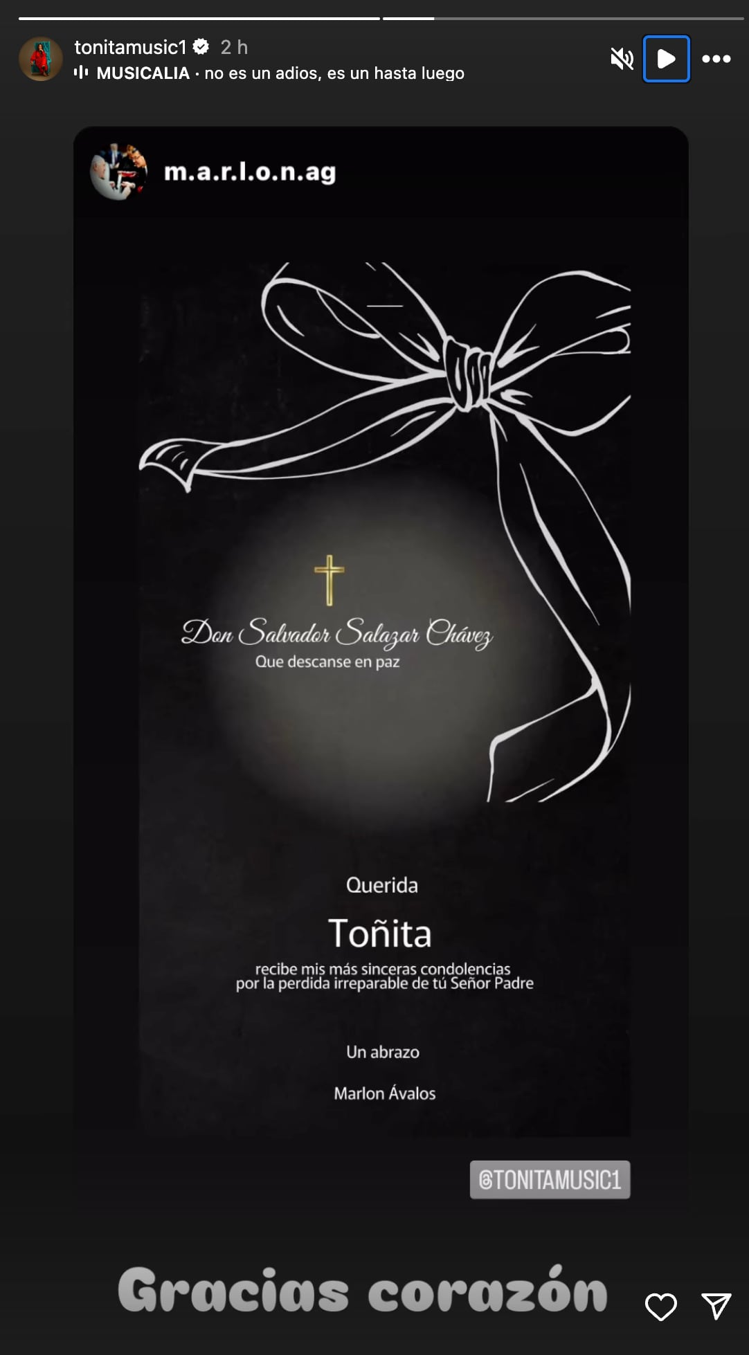 Toñita confirma la muerte de su papá