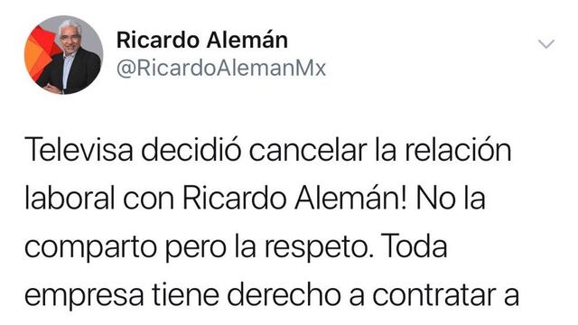 Tuit Ricardo Alemán