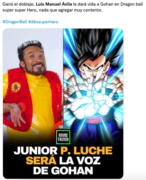 Usuarios festejan que Luis Manuel Ávila sea la voz de Gohan