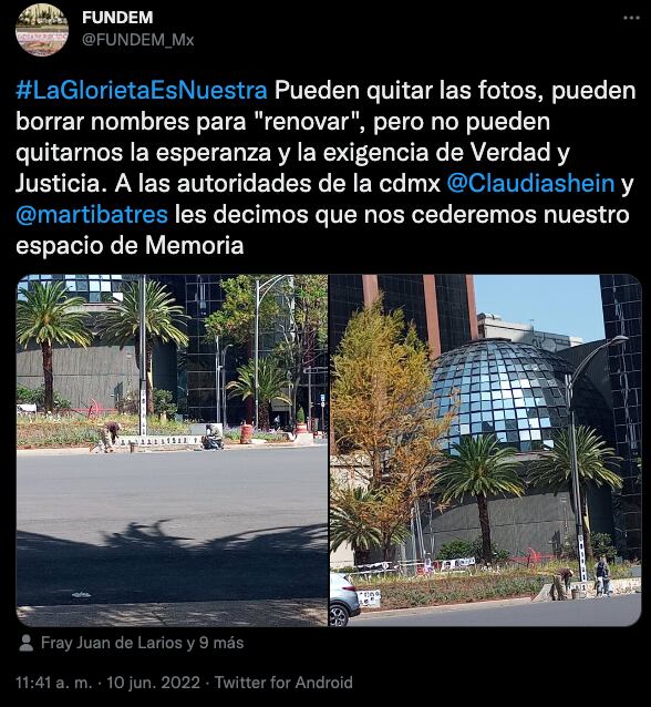 Fundem apoya a familiares de Glorieta de los Desaparecidos