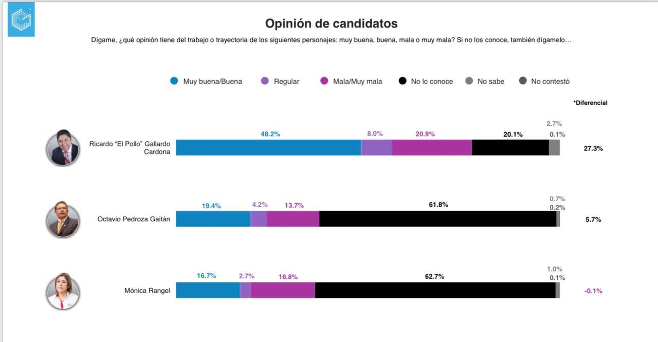 El 48.2 de los encuestados guarda una buena opinión de Gallardo.