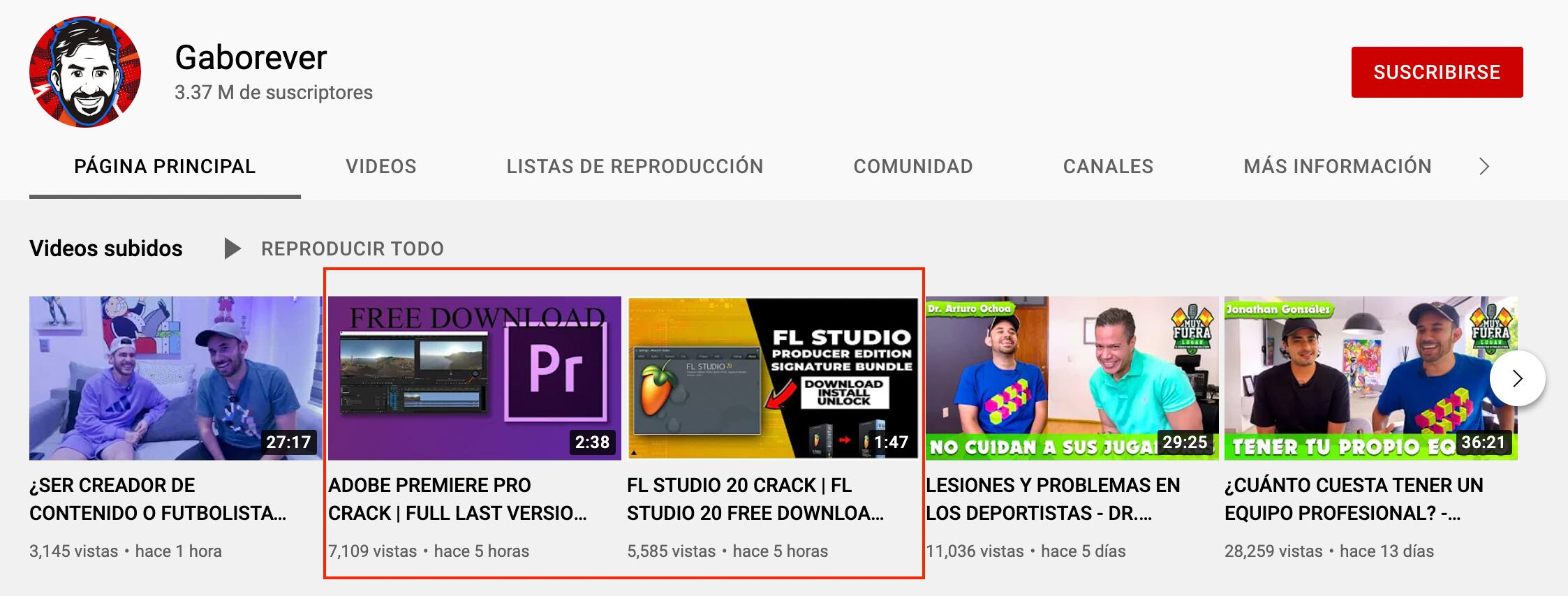 Cuenta hackeada 'Gaborever' en YouTube