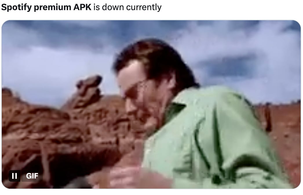 Memes de la caída de Spotify Premium APK