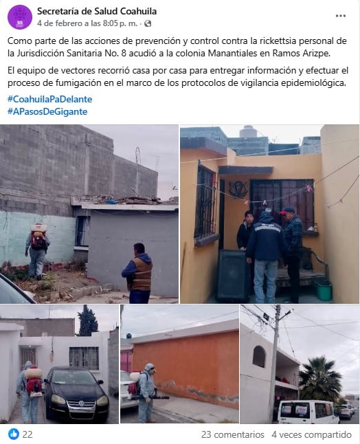 Rickettsia en Coahuila