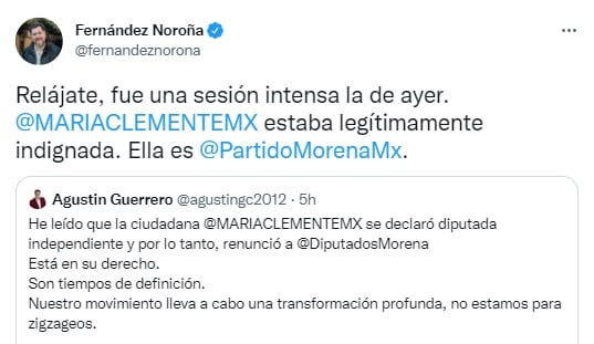 Tuit de Gerardo Fernández Noroña