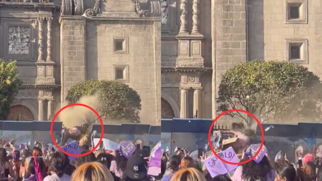 Policía noquea a mujer que intentó saltar valla de Palacio Nacional durante protesta del Día Internacional de la Mujer