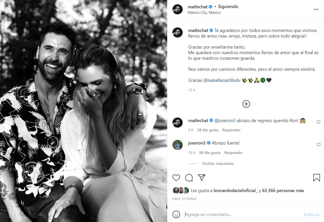 Matías Novoa e Isabella Castillo anuncian su divorcio