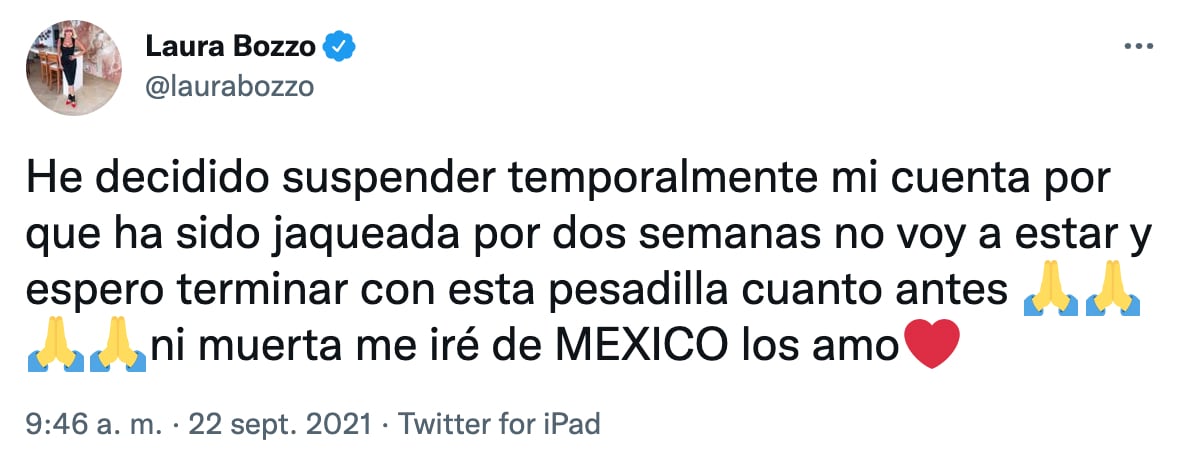 Tuit de Laura Bozzo