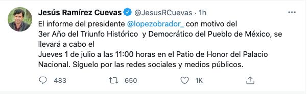 Tuit de Jesús Ramírez Cuevas