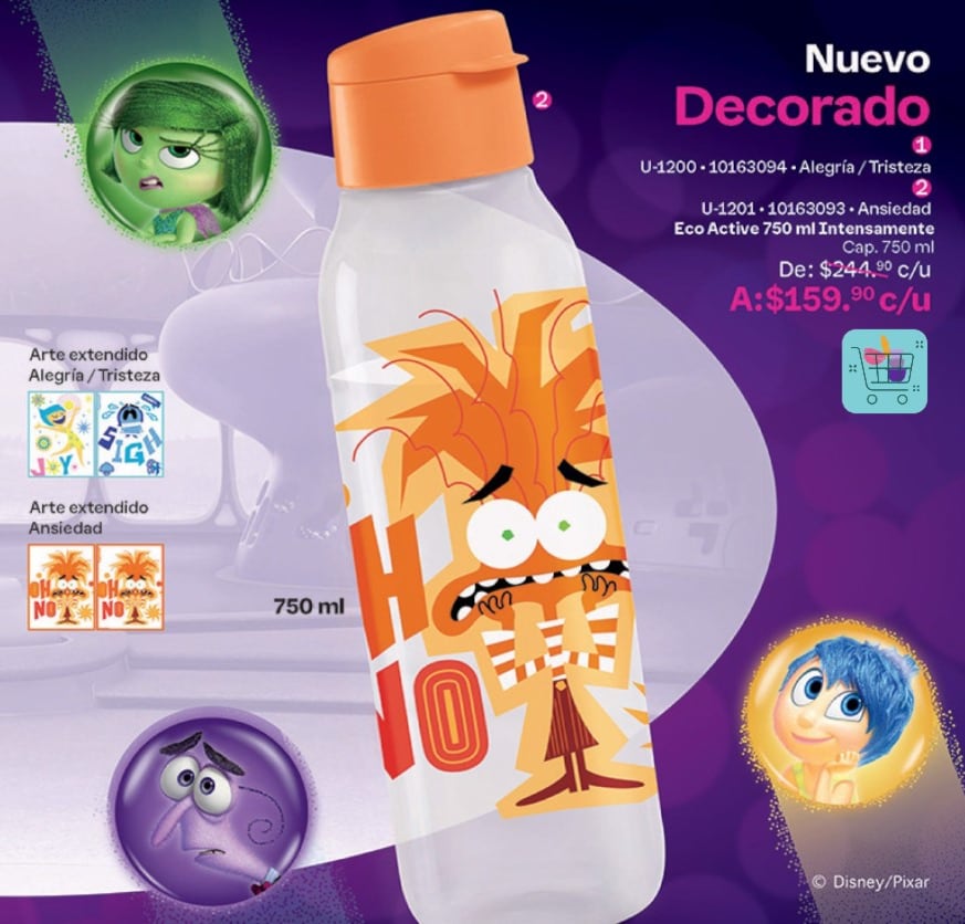 Botellas de Intensamente 2 en Tupperware