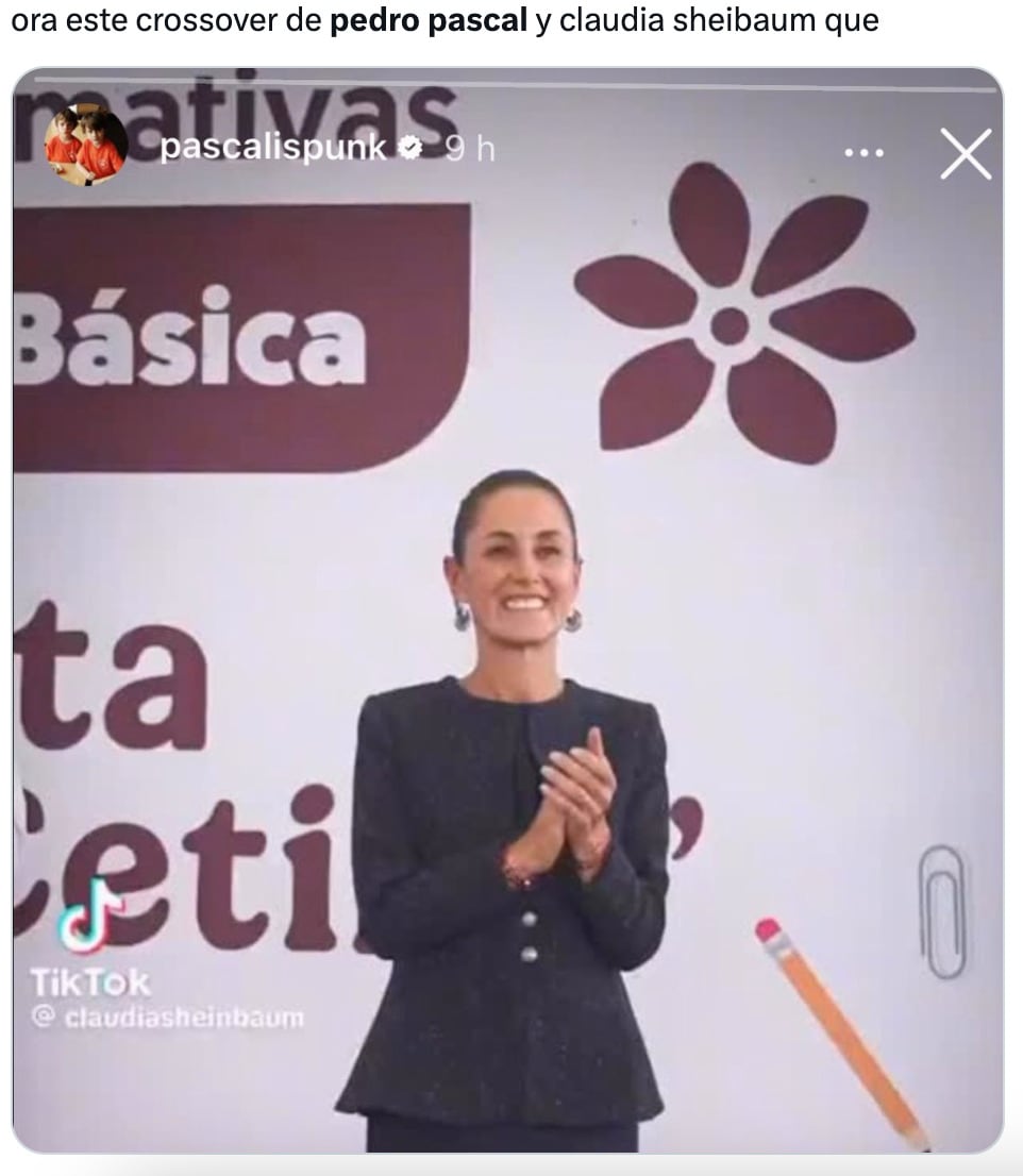 Pedro Pascal comparte en sus historias de Instagram un video de Claudia Sheinbaum