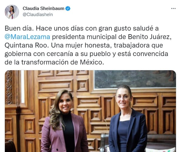 Sheinbaum y Mara Lezama